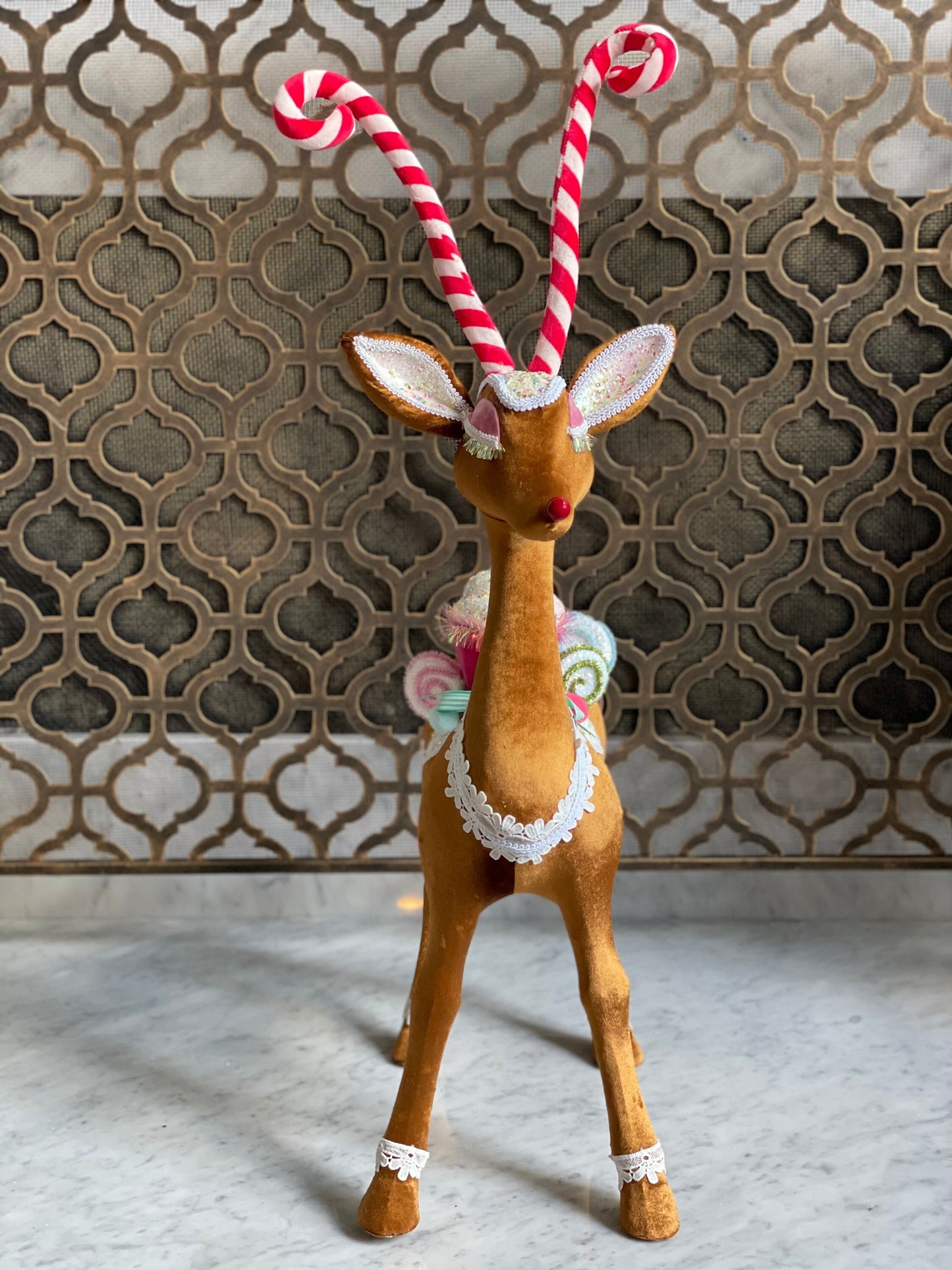 30” Reindeer with cupcake and candies standing ornament. Display reindeer. Christmas.