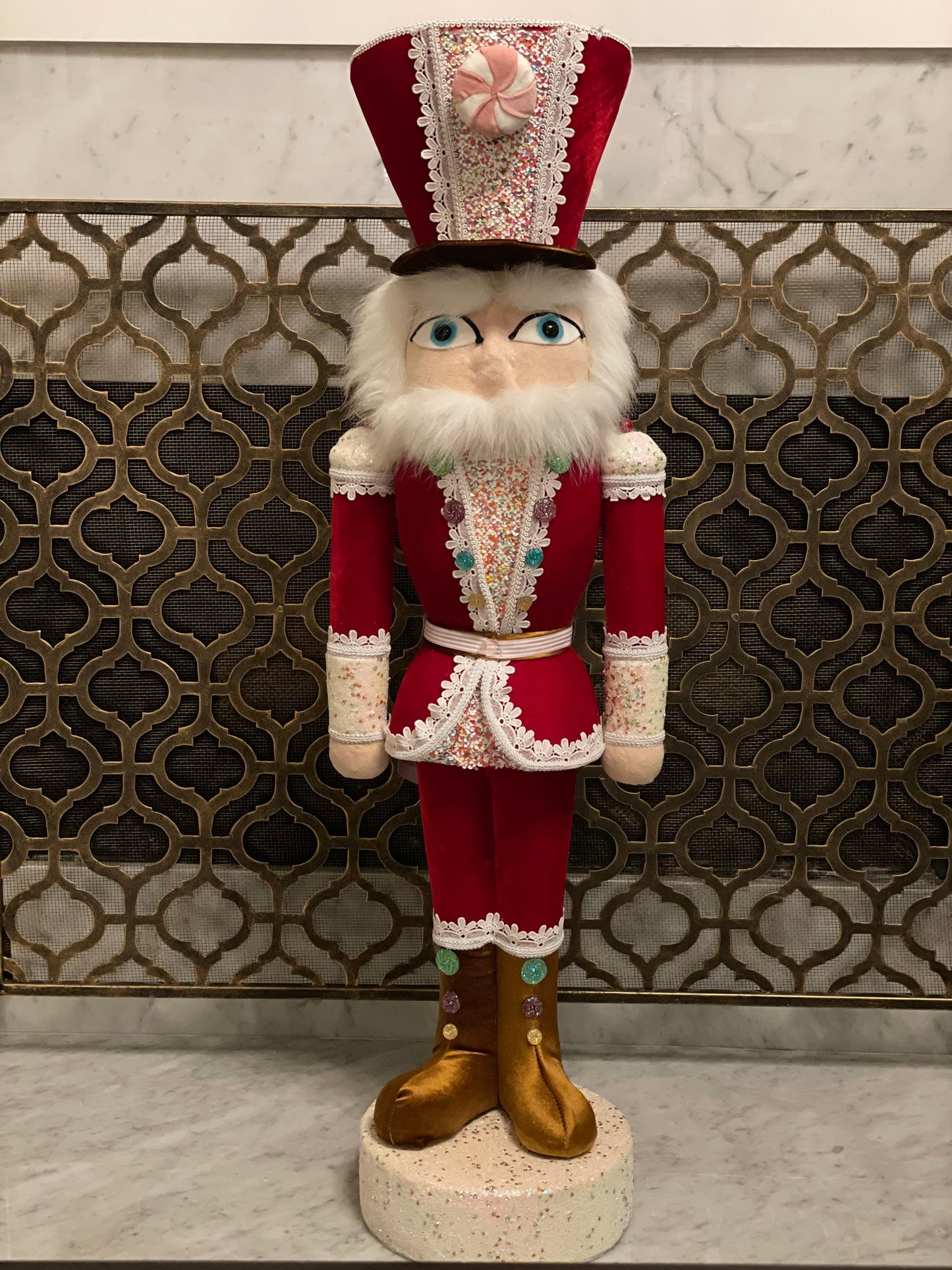 40” Sprinkle red Nutcracker. Velvet nutcracker. Candy theme.*