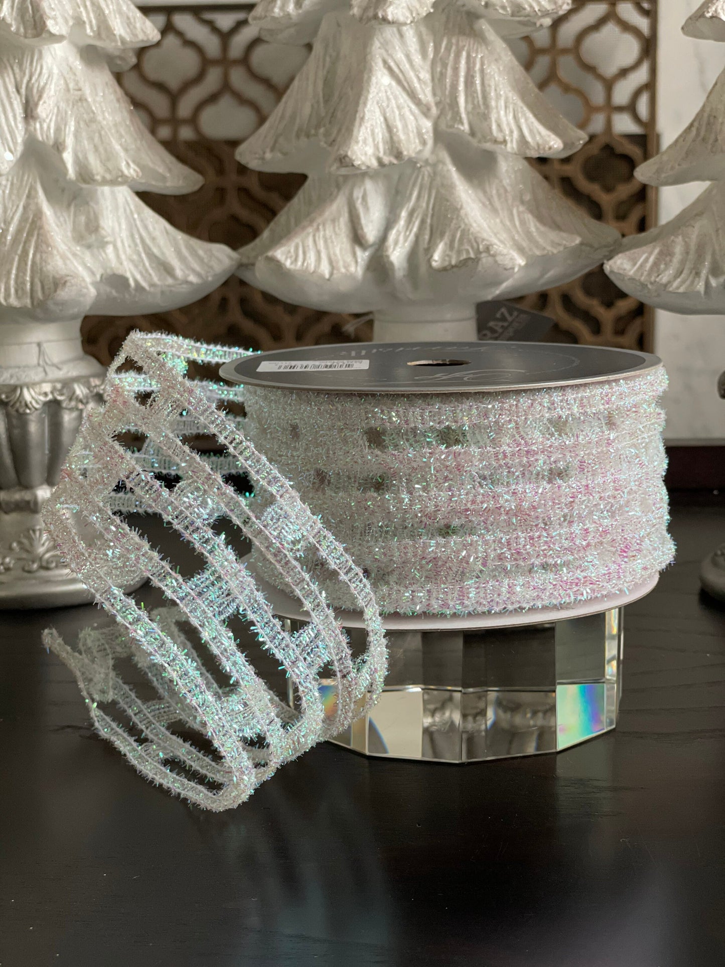 Designer chic iridescent ribbon 2.5”x 10 yards. Wired.*