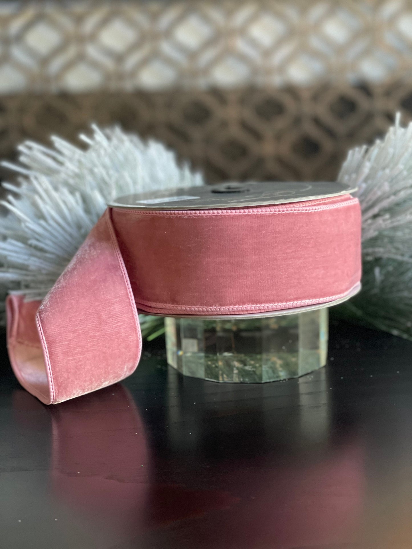 2.5” x 10 yards velvet pink ribbon. designer ribbon. Farrisilk