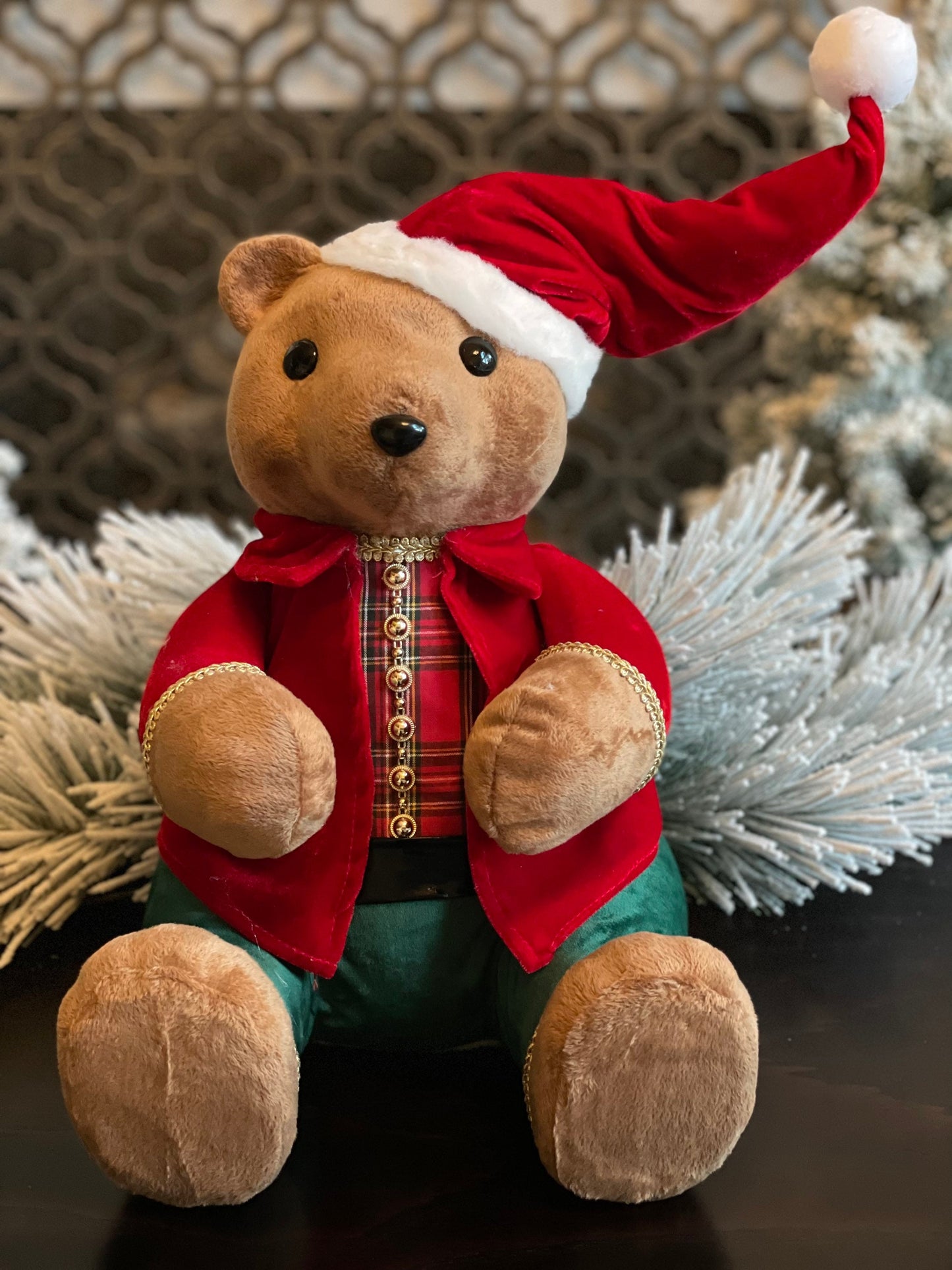 14" fabric stuffed christmas teddy bear