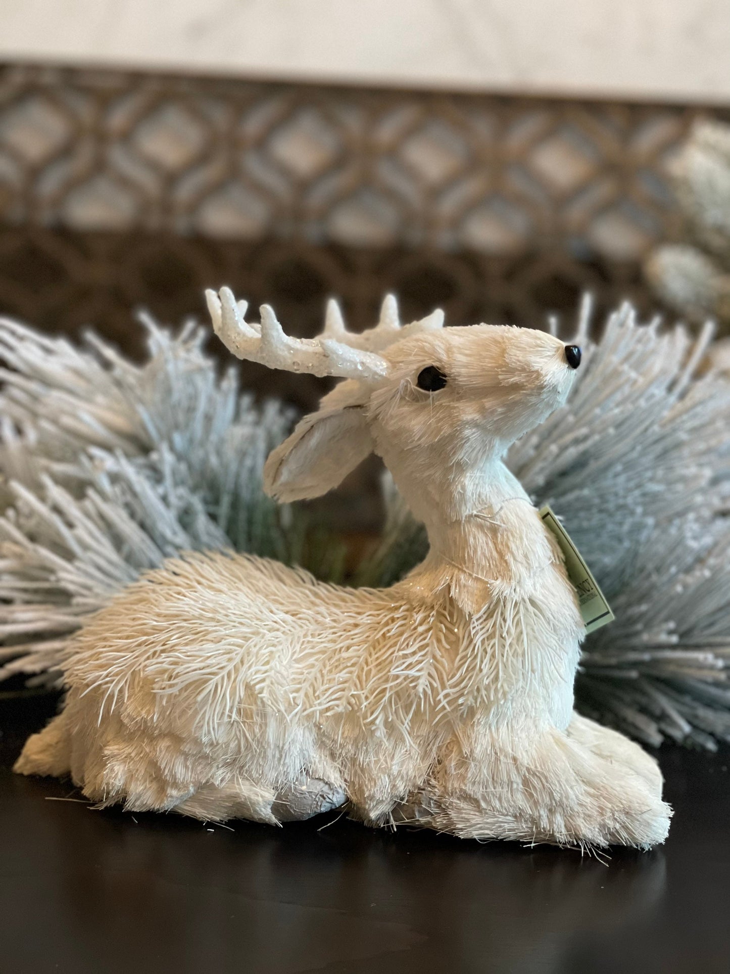 8"TX9.5" Deer. Snow fleece laying deer.