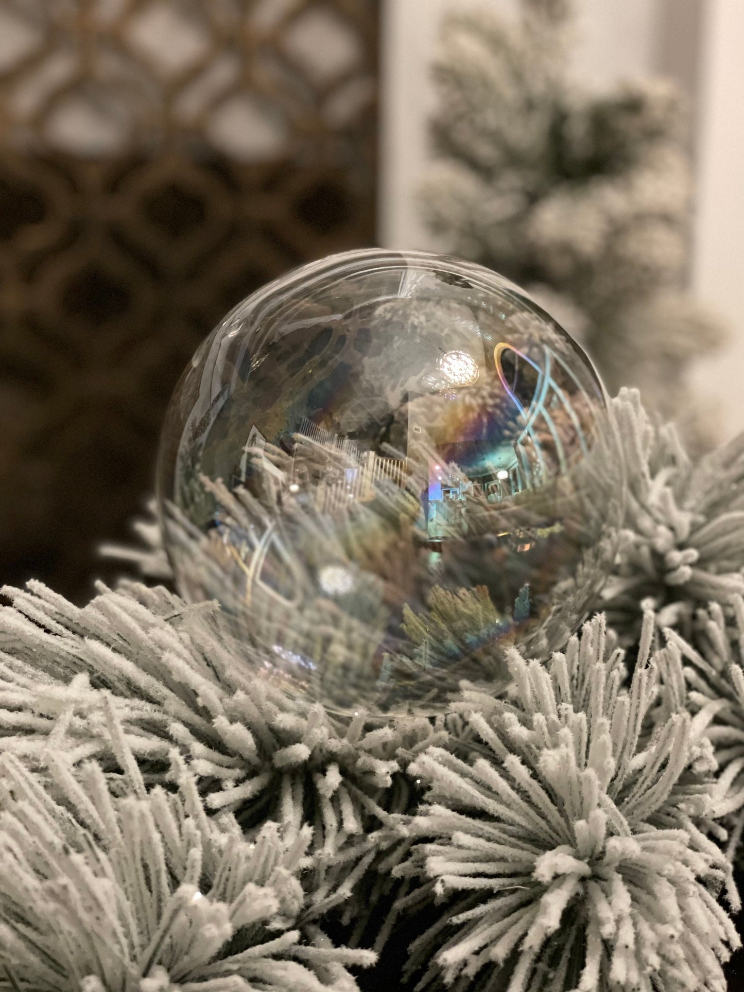 SET of 4* 120mm iridescent glass ball. Box of 4 balls.*