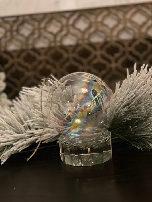 SET of 4* 120mm iridescent glass ball. Box of 4 balls.*