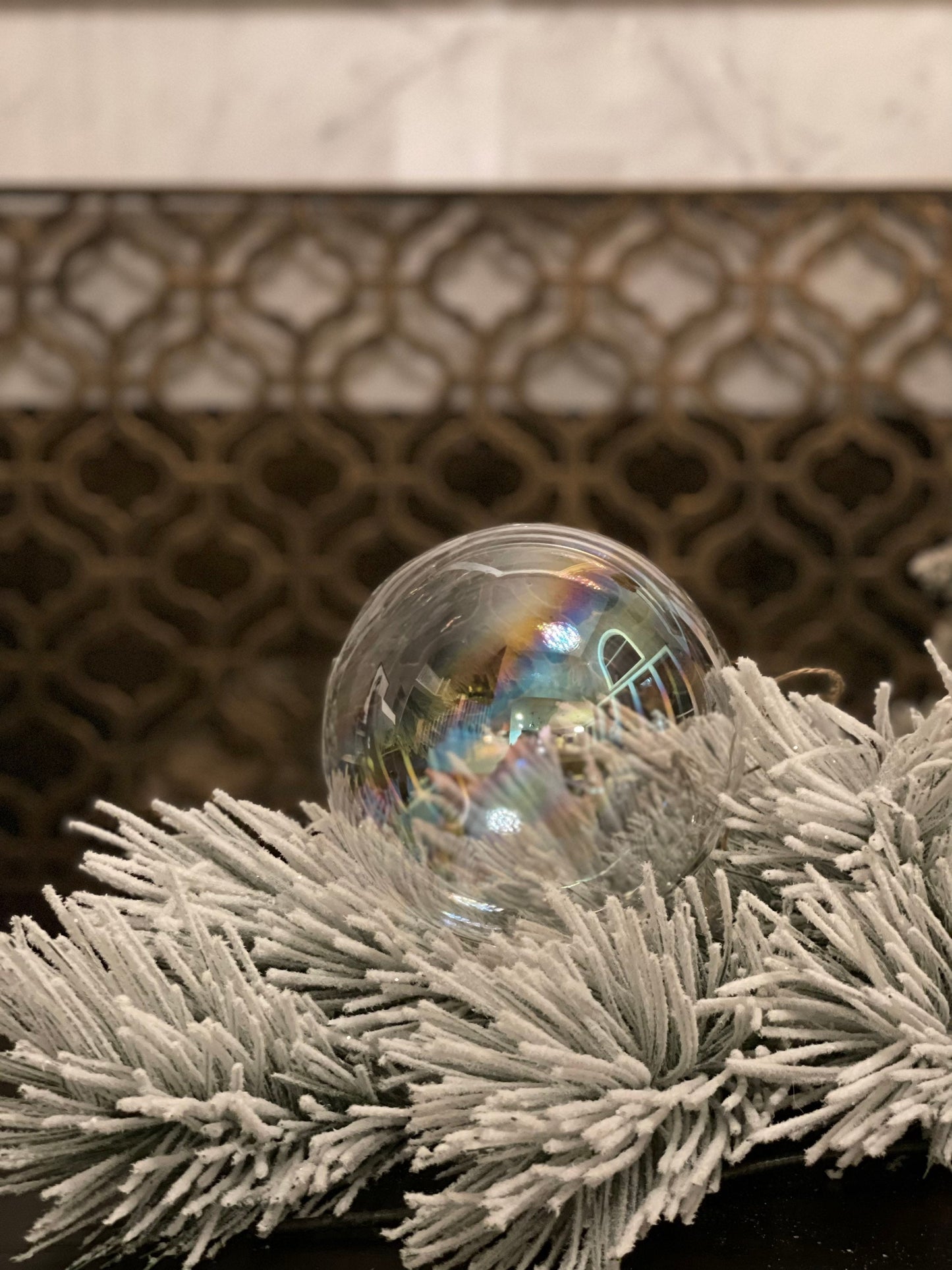 SET of 4* 120mm iridescent glass ball. Box of 4 balls.*