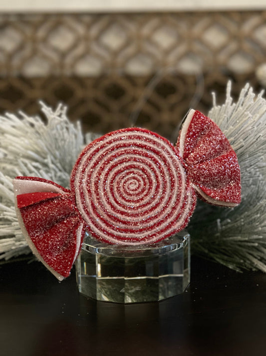 9"Frosted peppermint candy felt ornament.