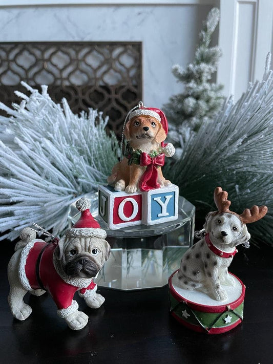 3.5” christmas dog ornament. Assortment of 3.