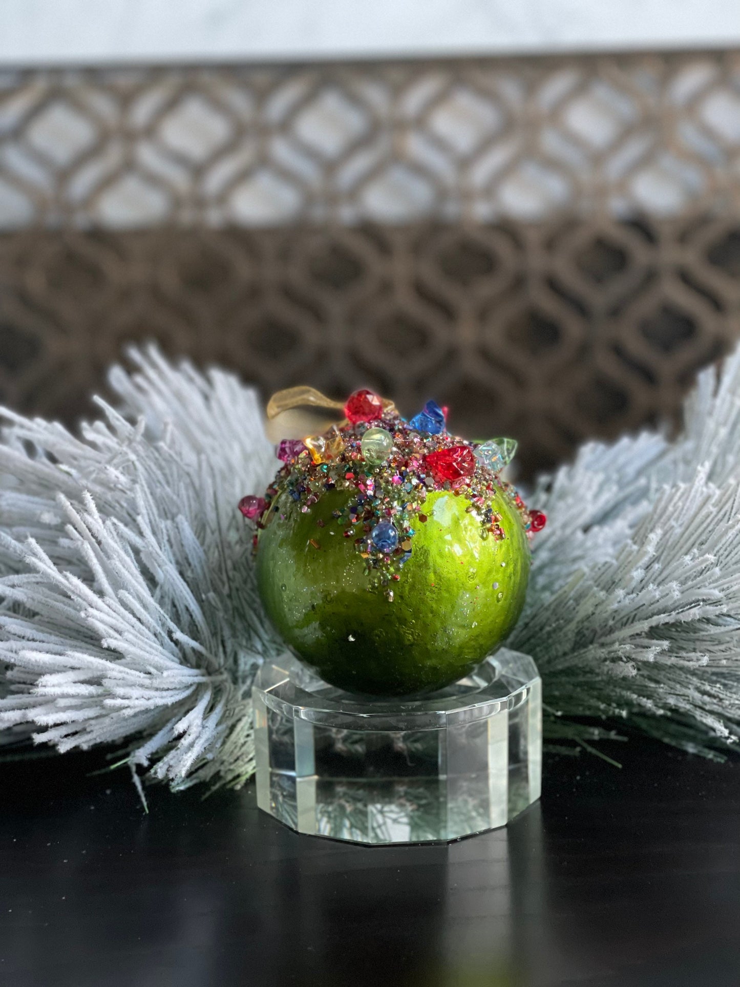 5” Kaleidoscope jeweled ball lime