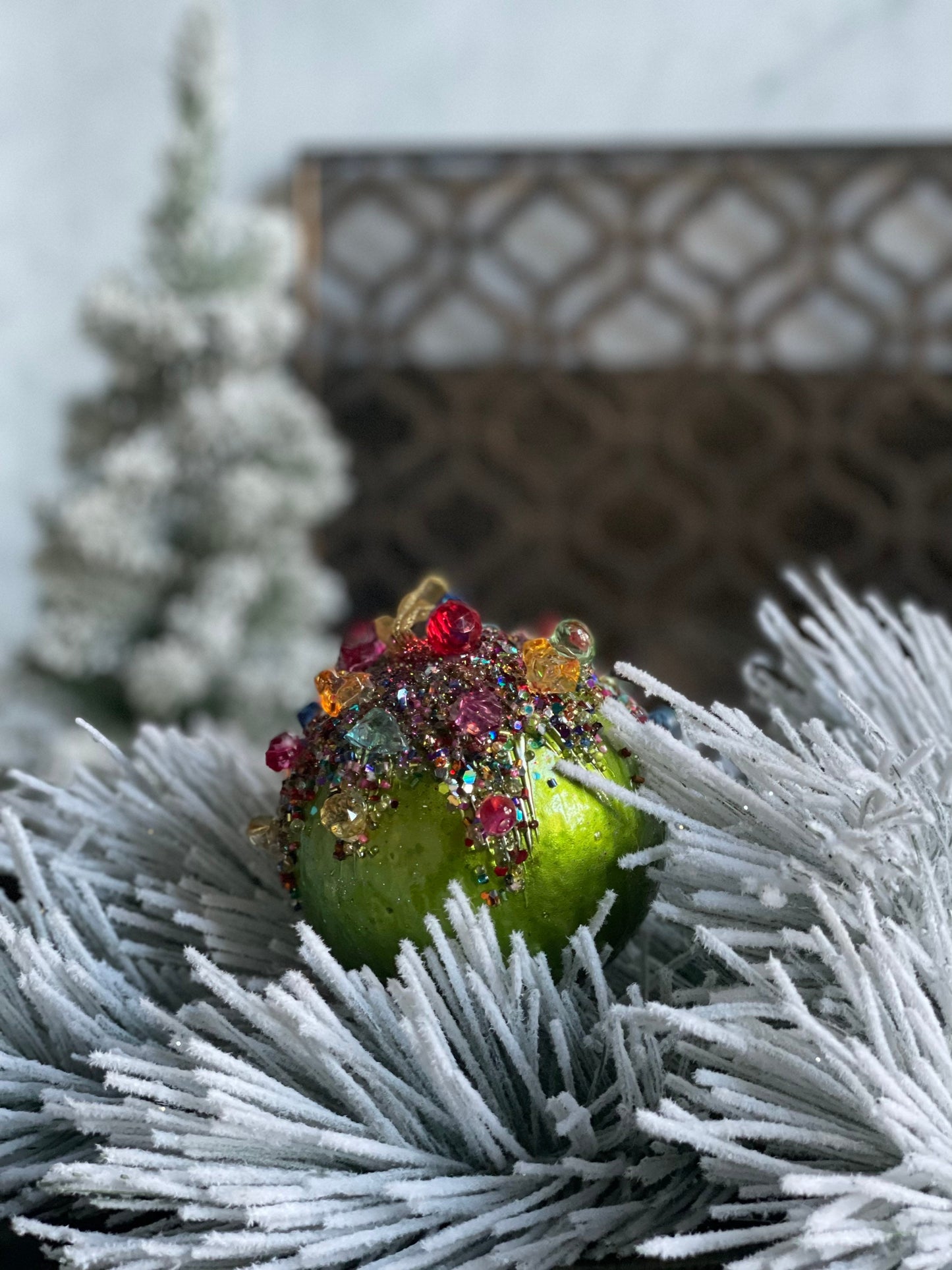 5” Kaleidoscope jeweled ball lime