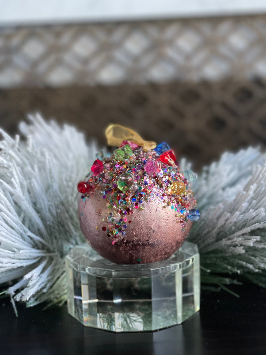 5” Kaleidoscope jeweled ball pink