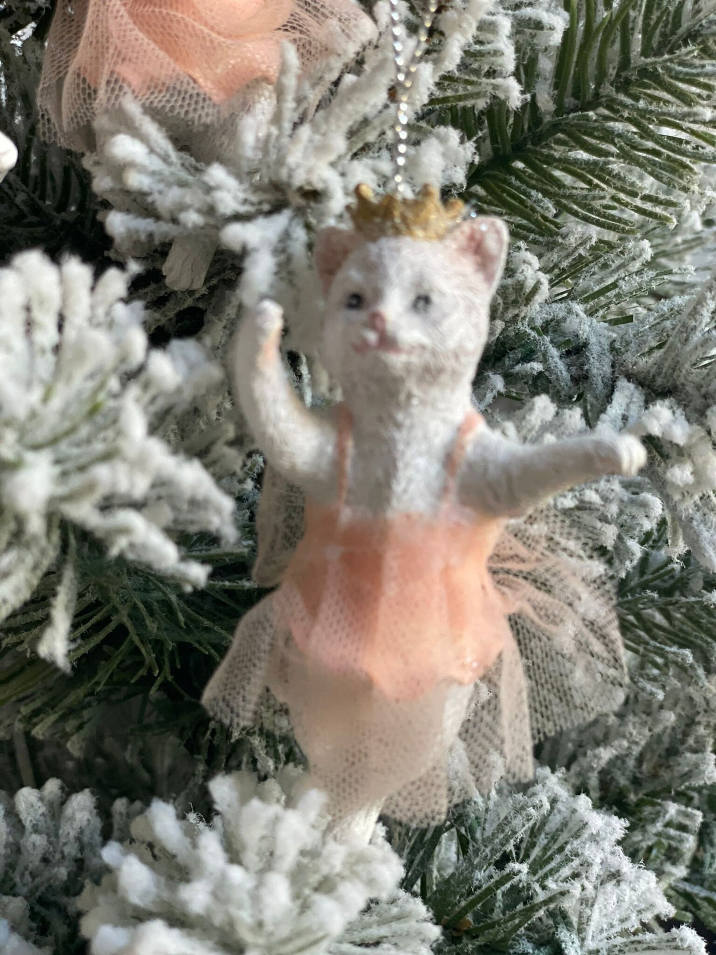 3.5” resin ballerina cat with tutu ornament. Set of 3.*