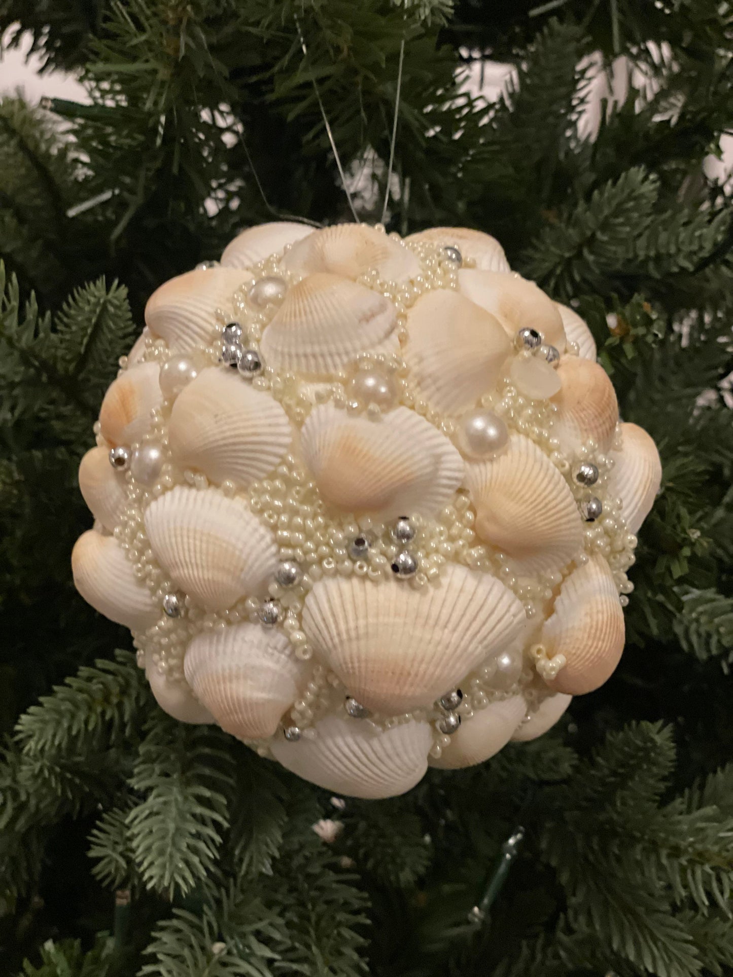 5"shell pearl ball ornament.