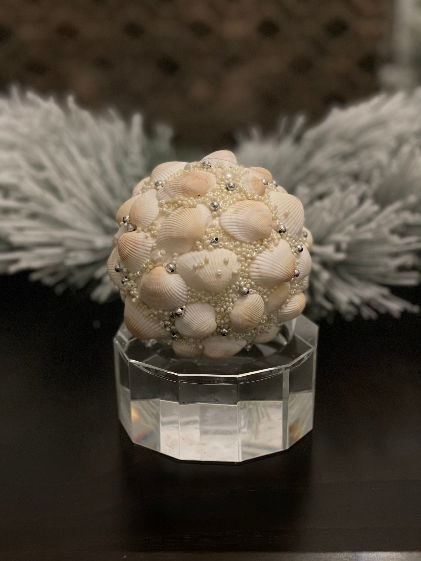 5"shell pearl ball ornament.