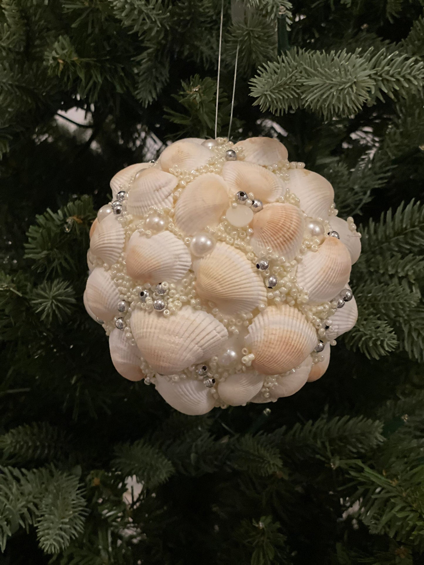 5"shell pearl ball ornament.
