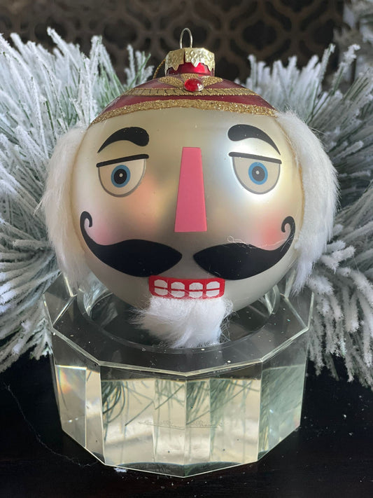 4" Glass nutcracker ball ornament.*