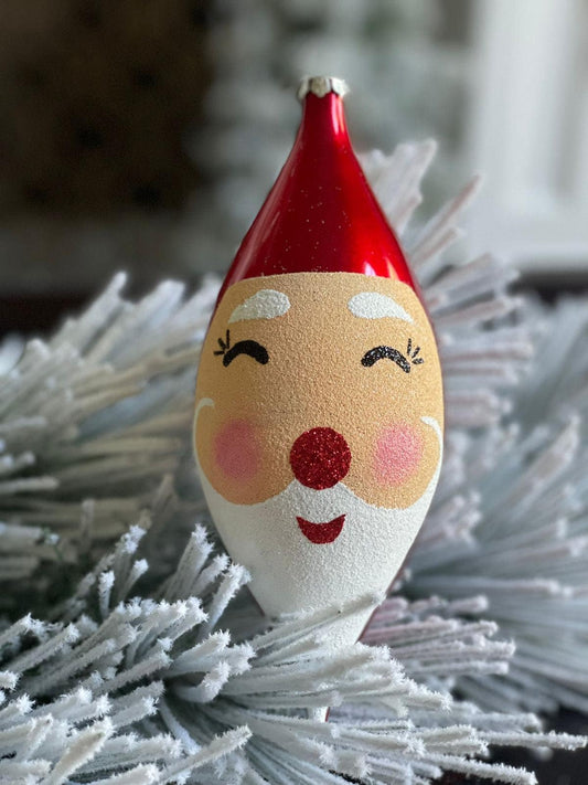 SET of 3. 7" vp Santa face finial ornament.*