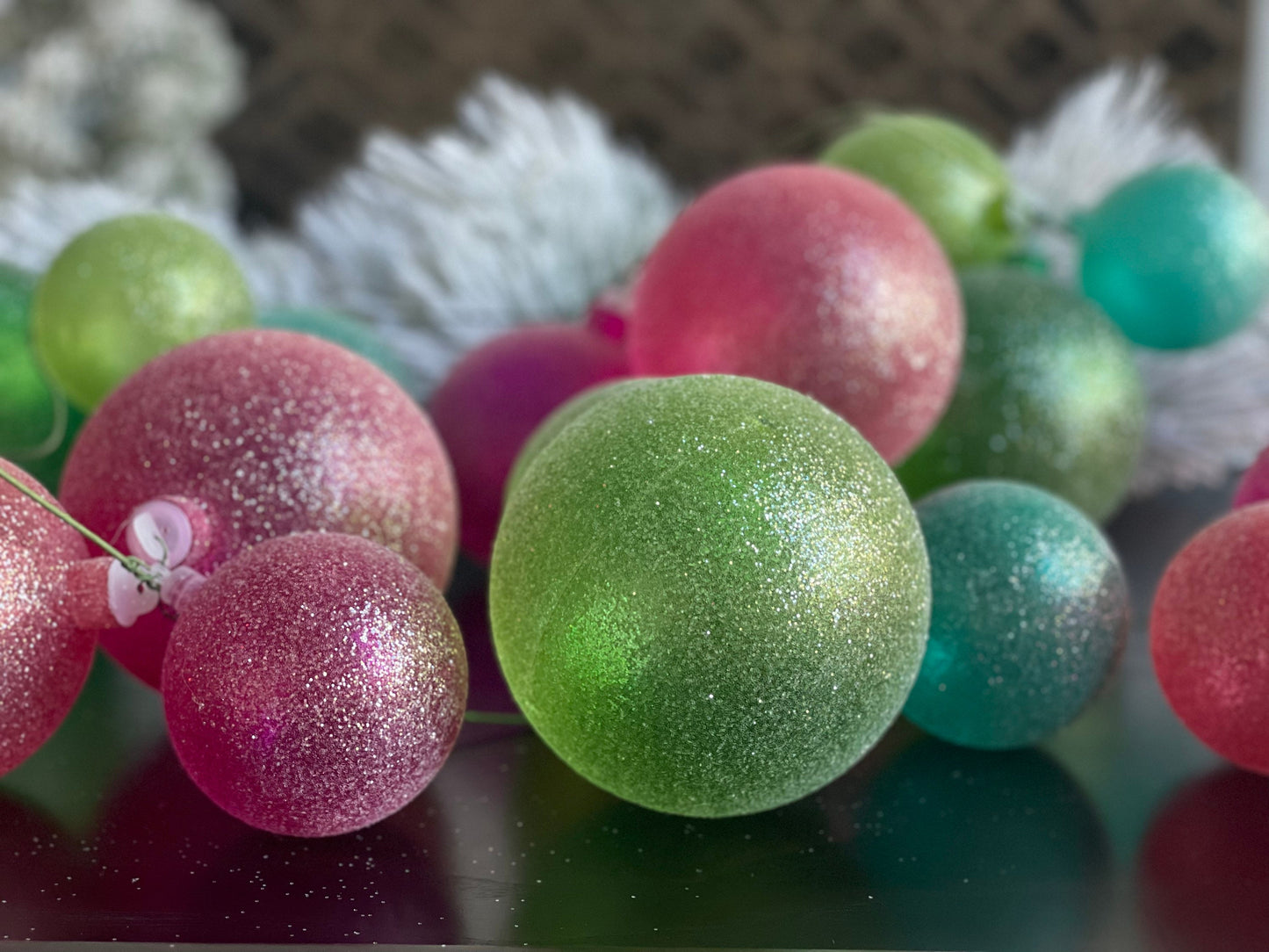 6 ft ball multicolor ball garland. Pastel color garland. Sugared garland. Candy theme. Christmas. Party.
