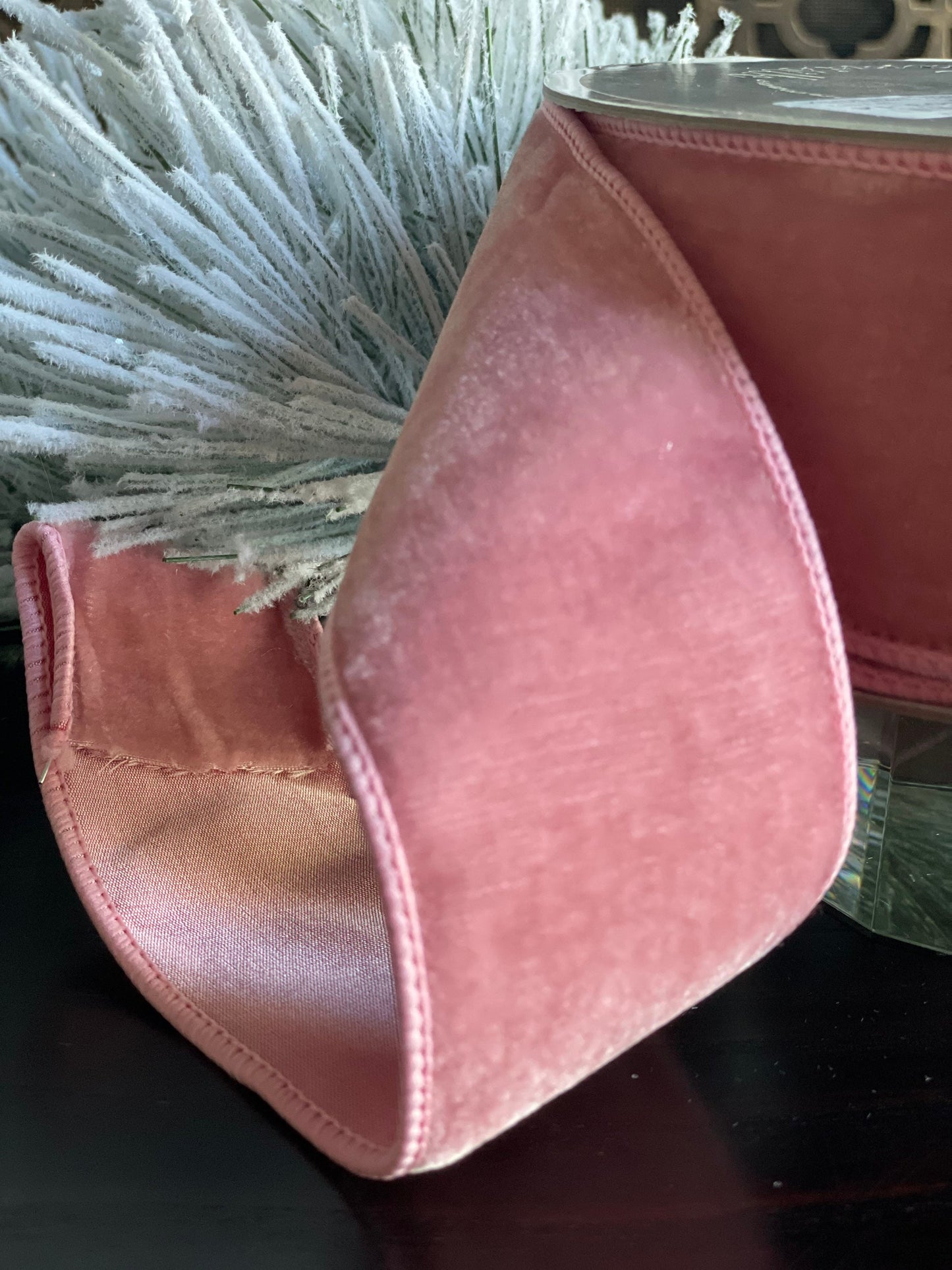 2.5” x 10 yards velvet pink ribbon. designer ribbon. Farrisilk