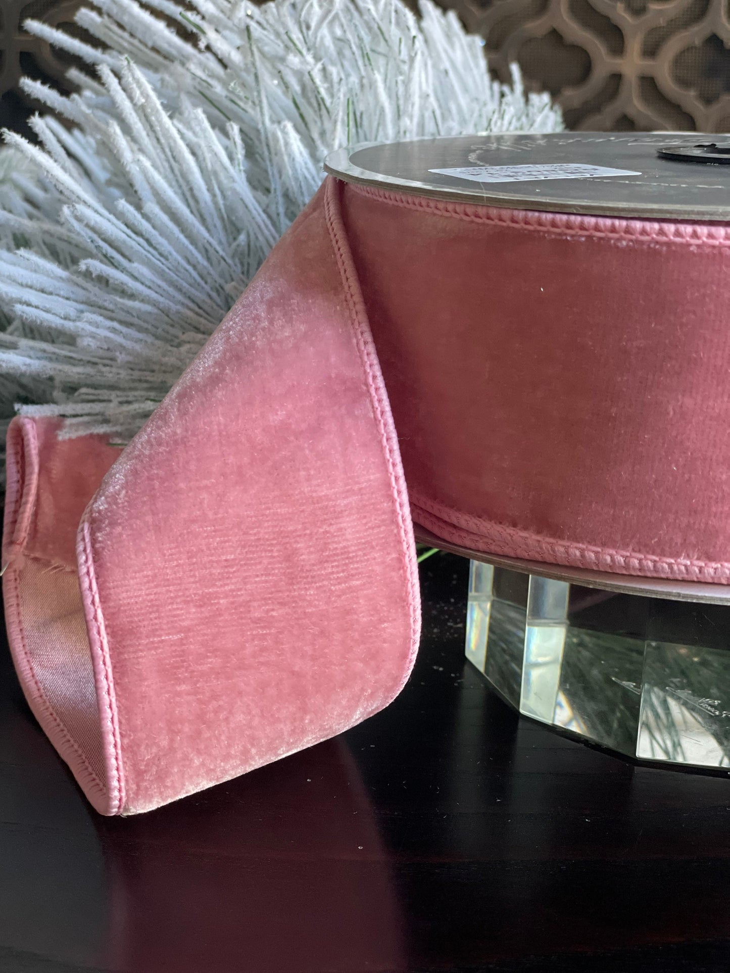 2.5” x 10 yards velvet pink ribbon. designer ribbon. Farrisilk
