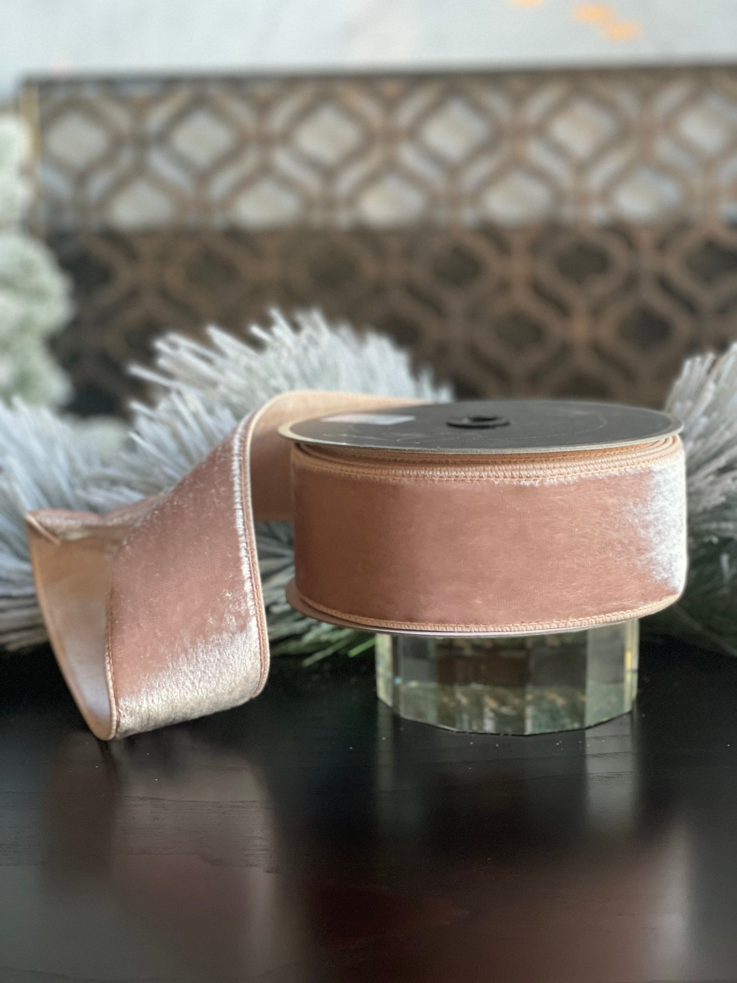 2.5” x 10 yards velvet rose ribbon. designer ribbon. Farrisilk