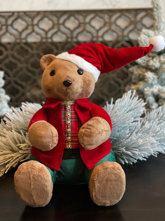 14" fabric stuffed christmas teddy bear