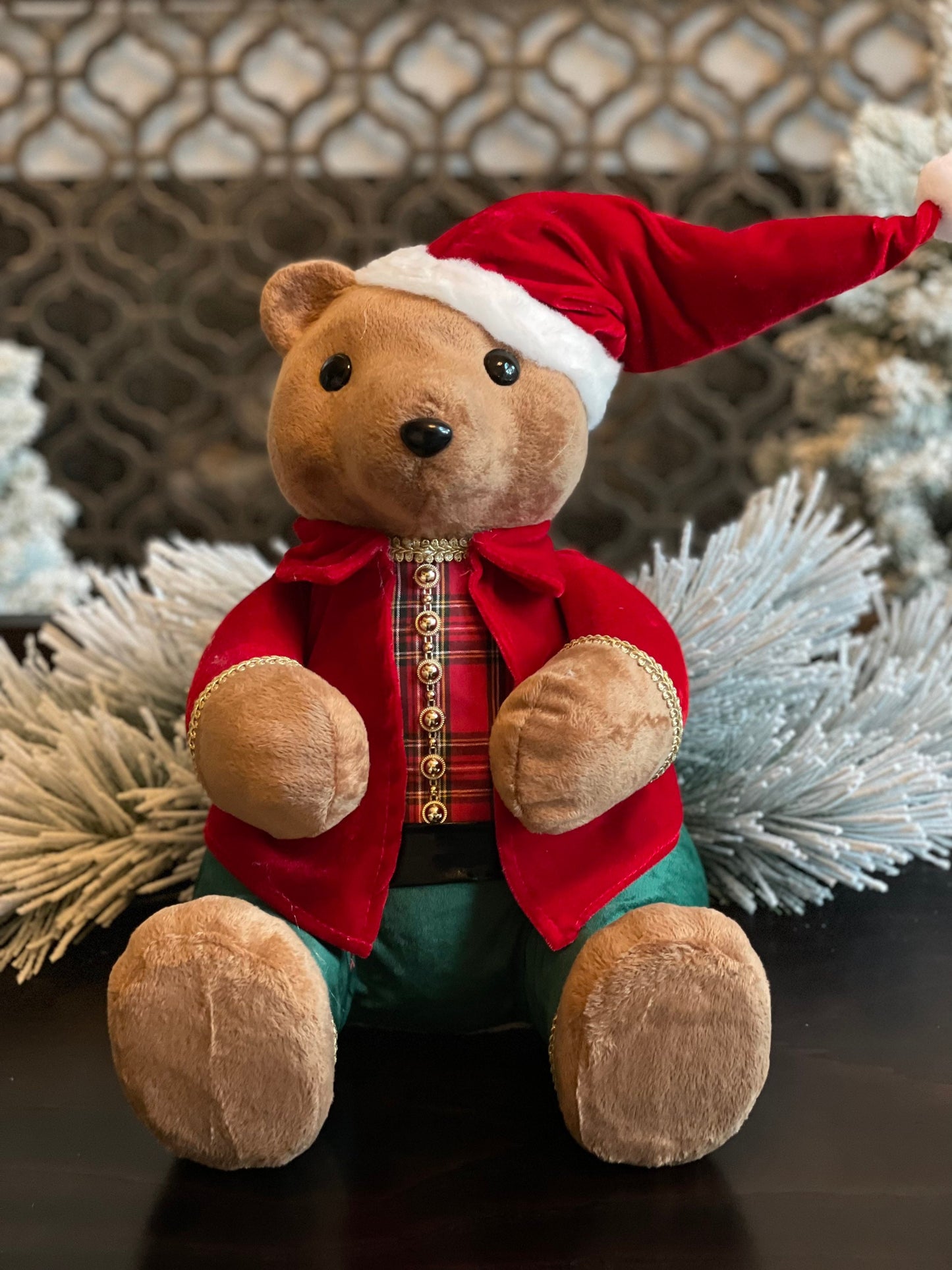 14" fabric stuffed christmas teddy bear