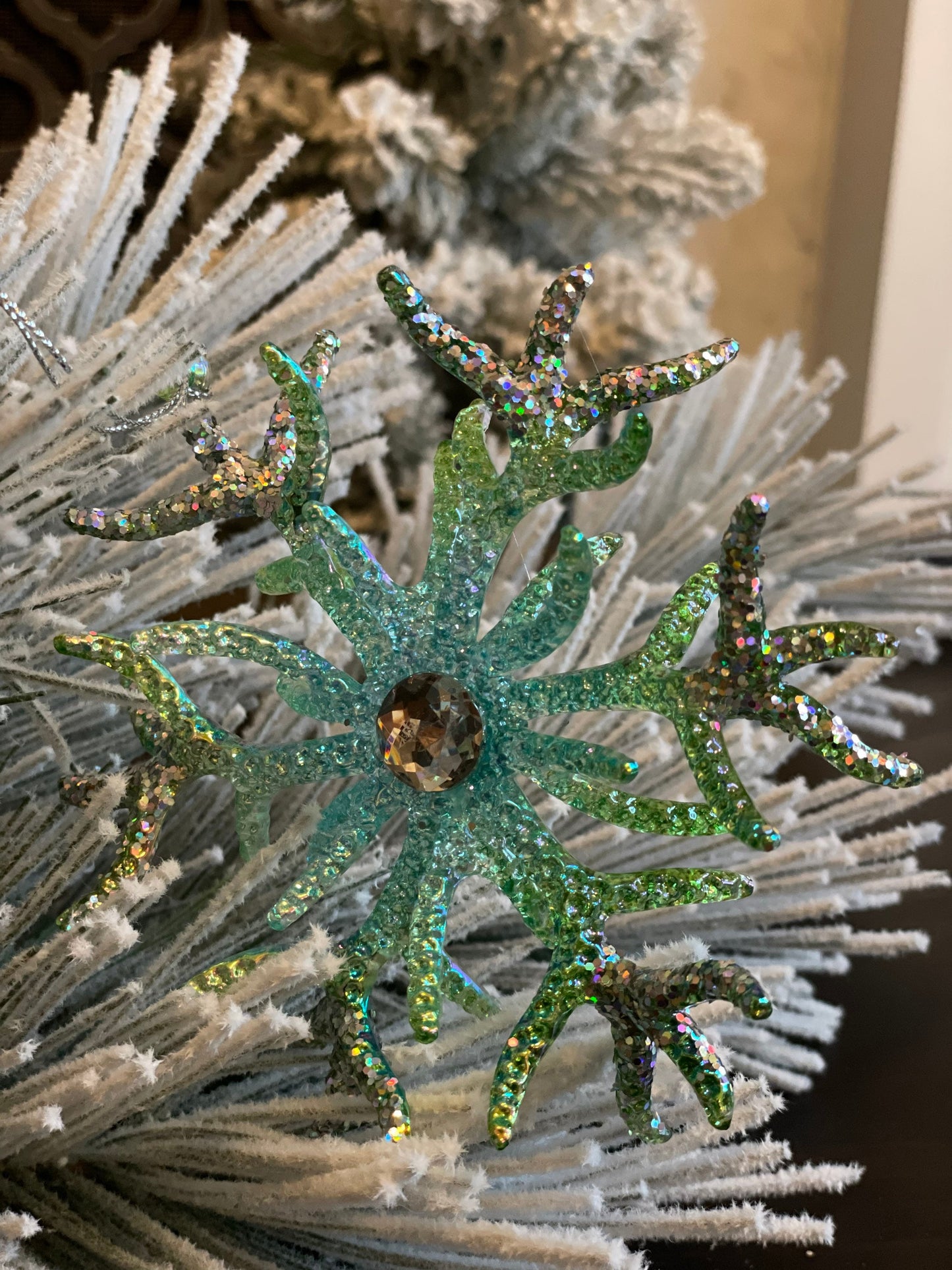 5"acrylic iridescent coral ornament. SET of 3.