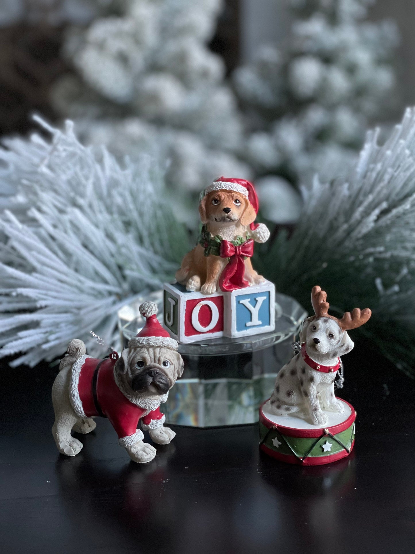 3.5” christmas dog ornament. Assortment of 3.