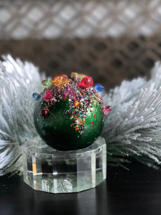 4” Kaleidoscope jeweled ball emerald