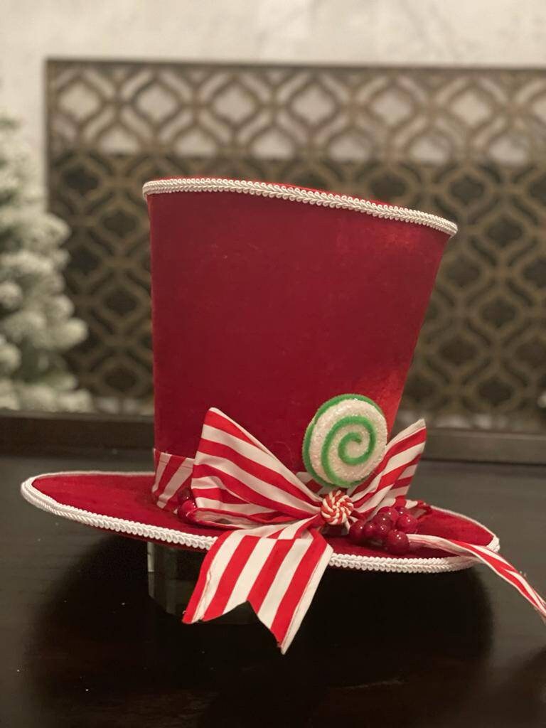 10” Hat Christmas. Peppermint. Candy theme.