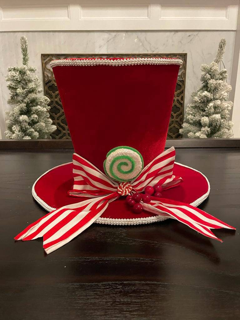 10” Hat Christmas. Peppermint. Candy theme.