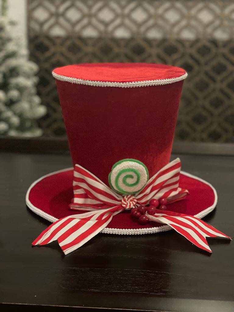 10” Hat Christmas. Peppermint. Candy theme.