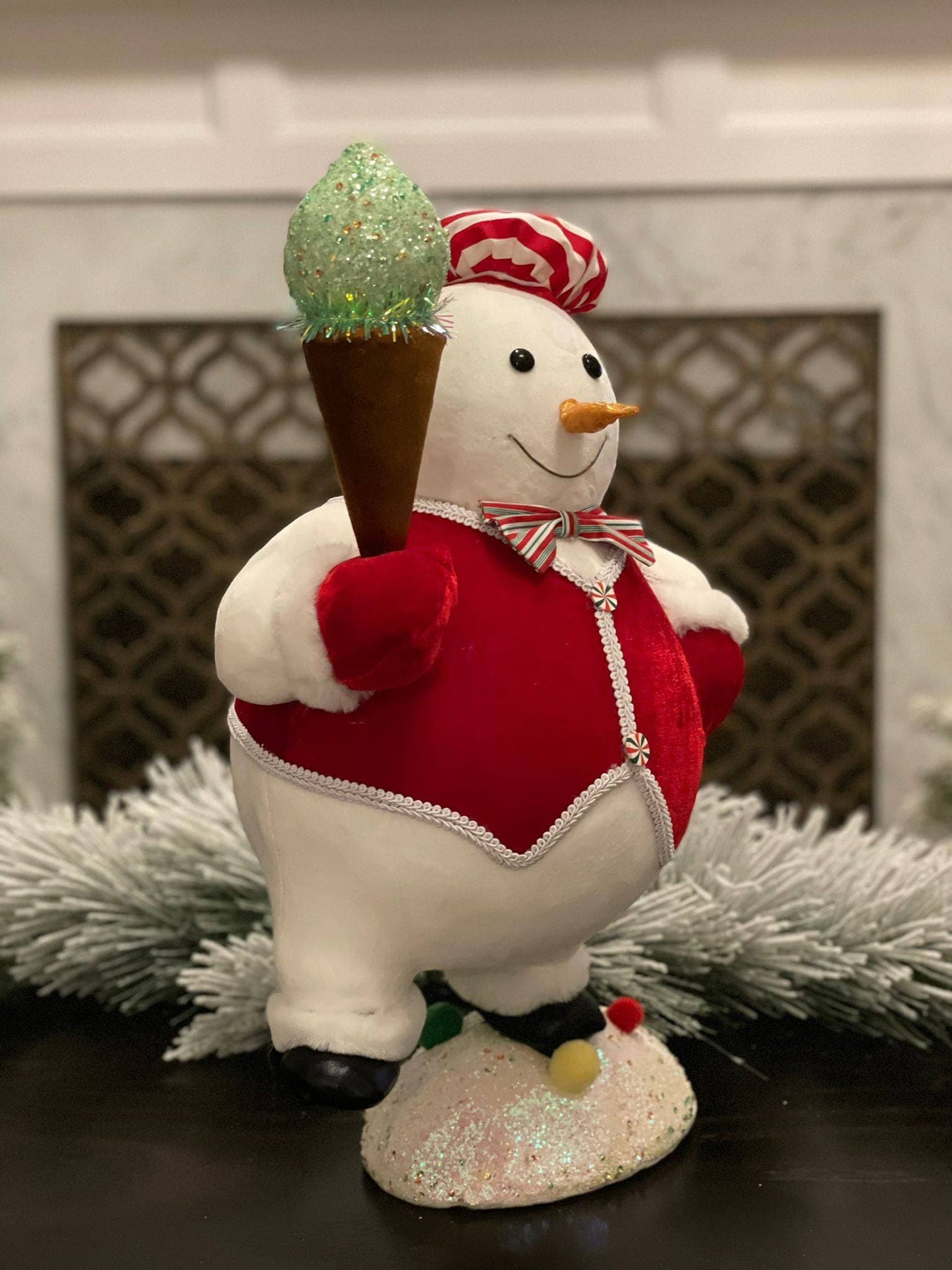 22” snowman with ice cream cone. Lightweight.