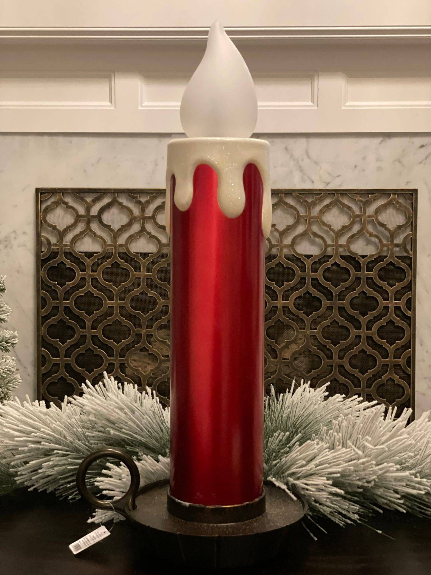22.5" Metallic red battery operated candle.