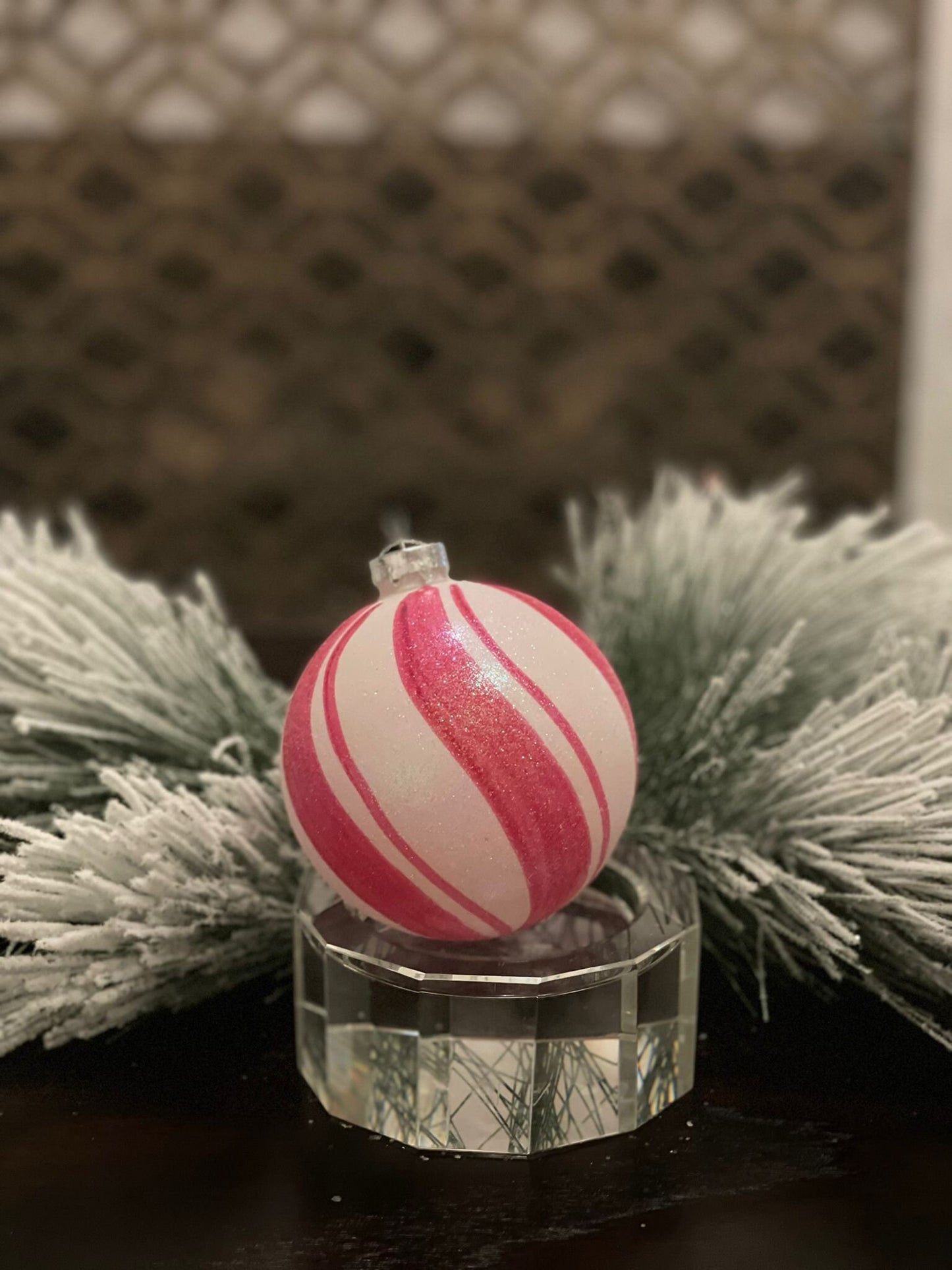 4"Peppermint stripe glass ball ornament