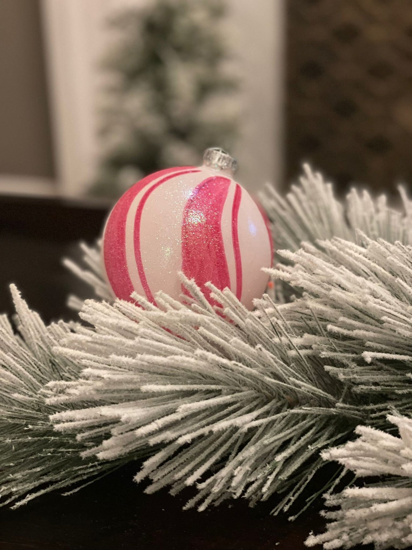 4"Peppermint stripe glass ball ornament
