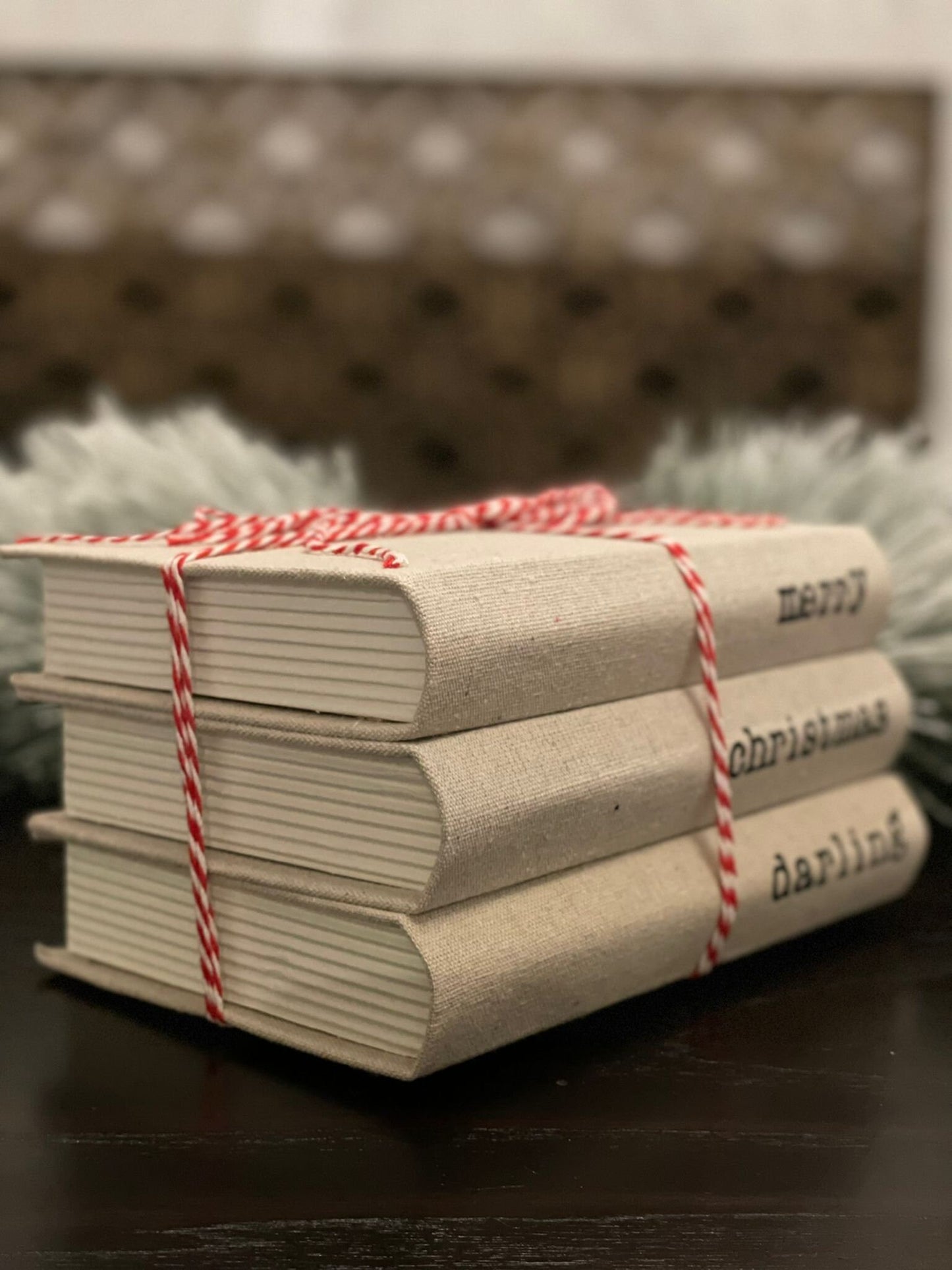 8" Merry Christmas darling stacked books.
