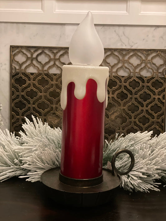 17.5" Metallic red battery operated candle.