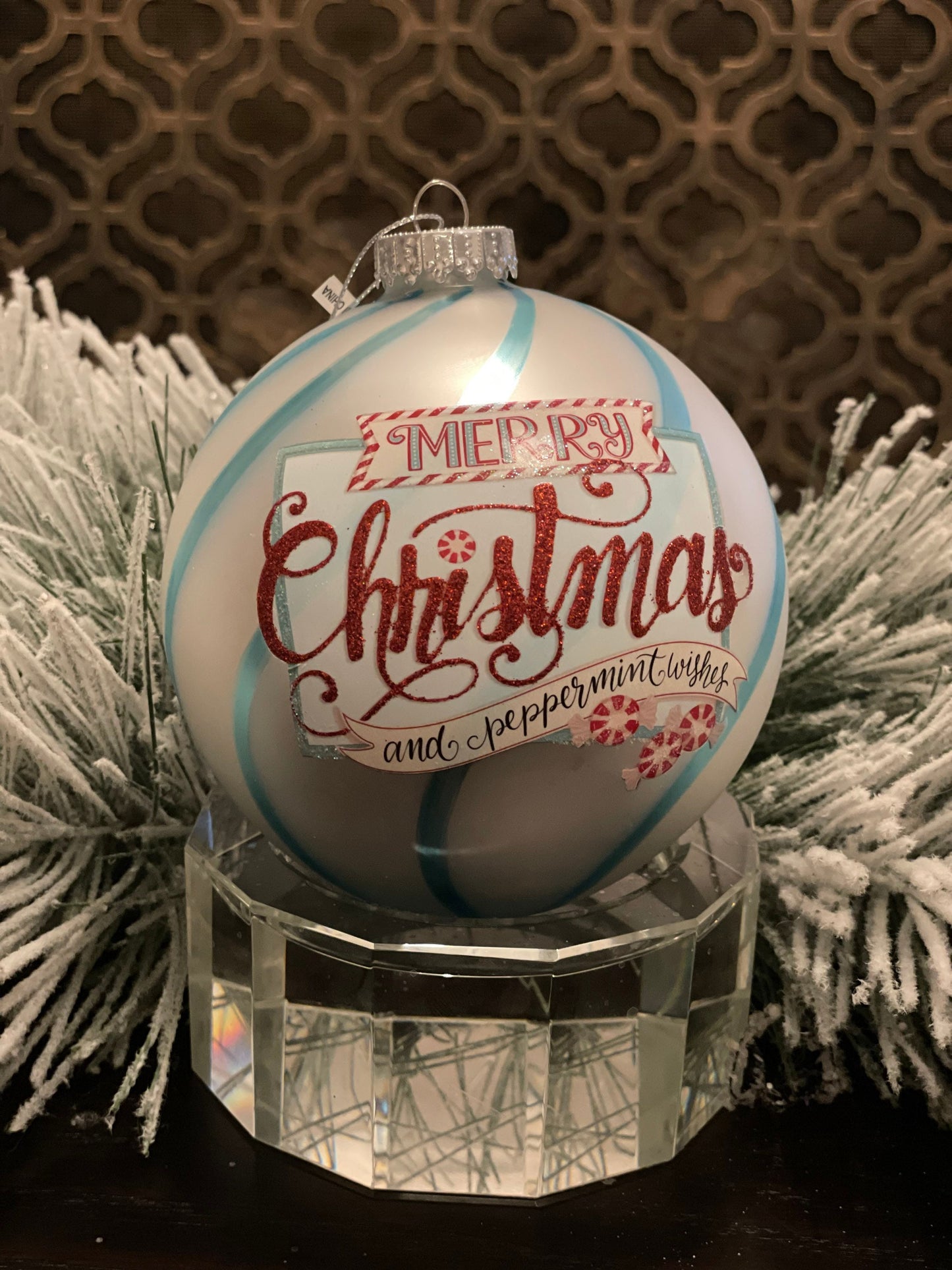5" Merry Christmas glass ball ornament.