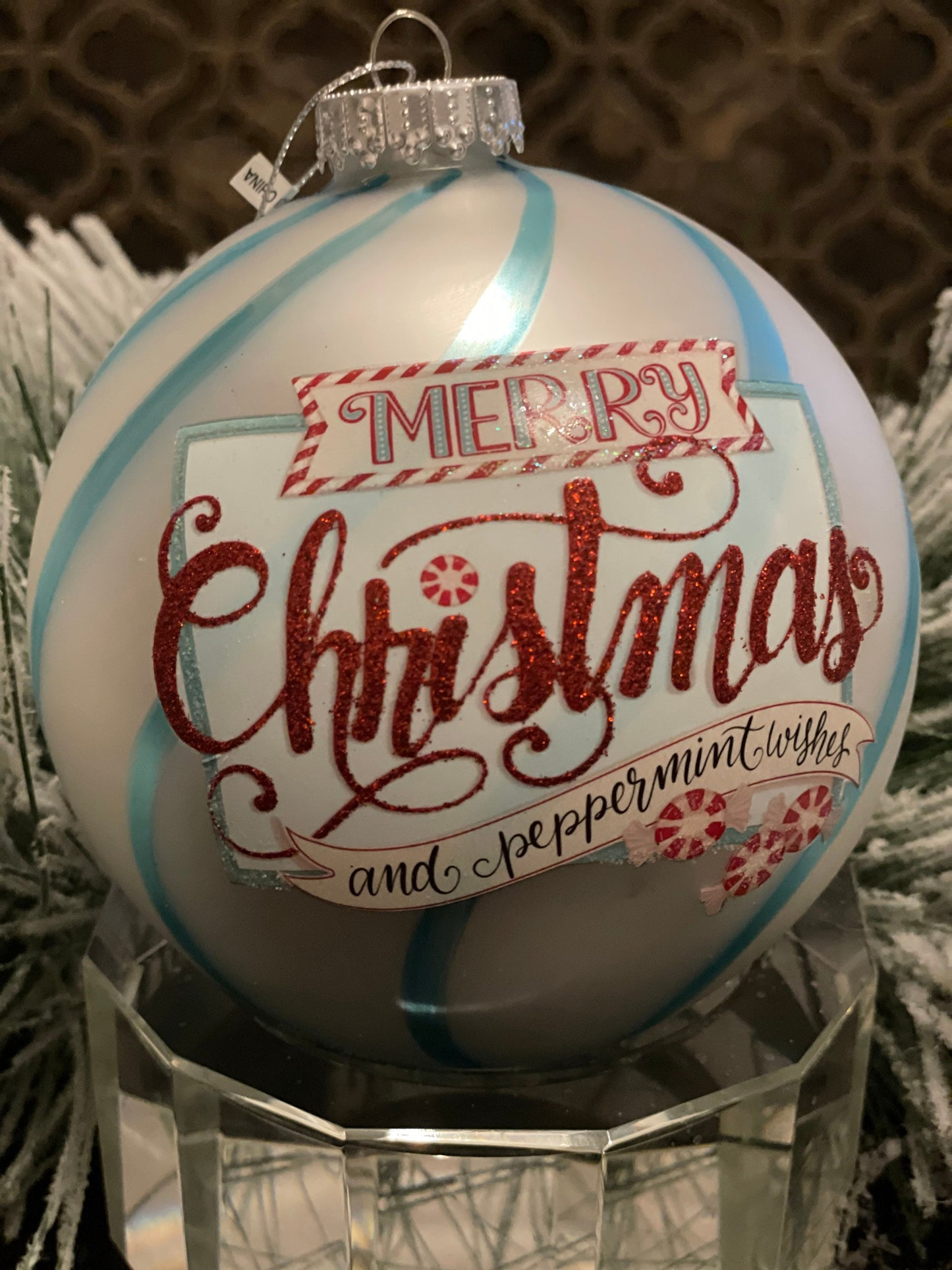 5" Merry Christmas glass ball ornament.