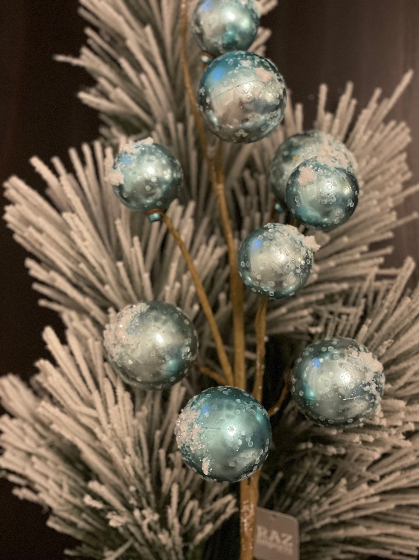 27” snowy blue ornament ball spray*