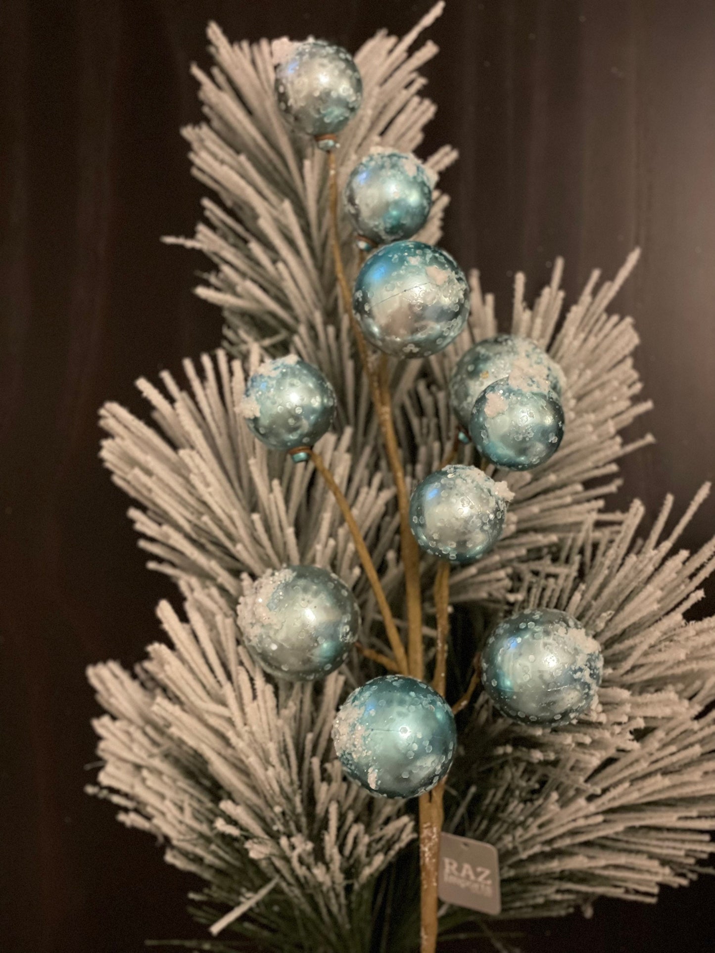 27” snowy blue ornament ball spray*