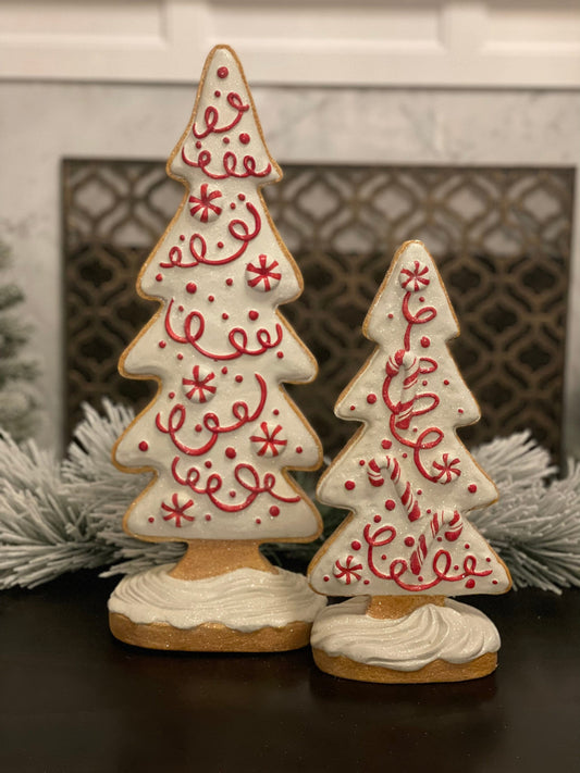 20.25" and 14” Peppermint gingergread trees. Resin. SET of 2.