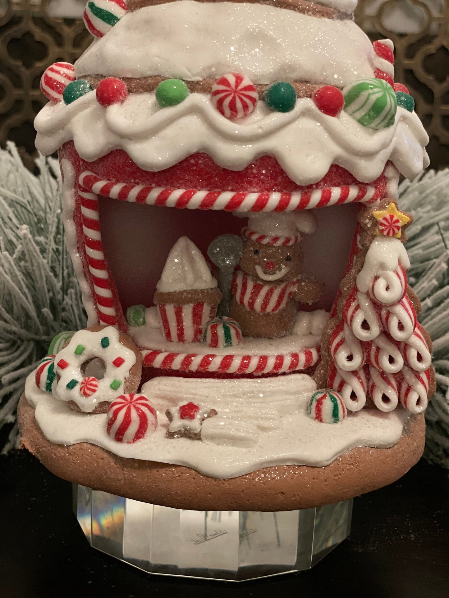 8.5" Gingerbread cupcake shop.