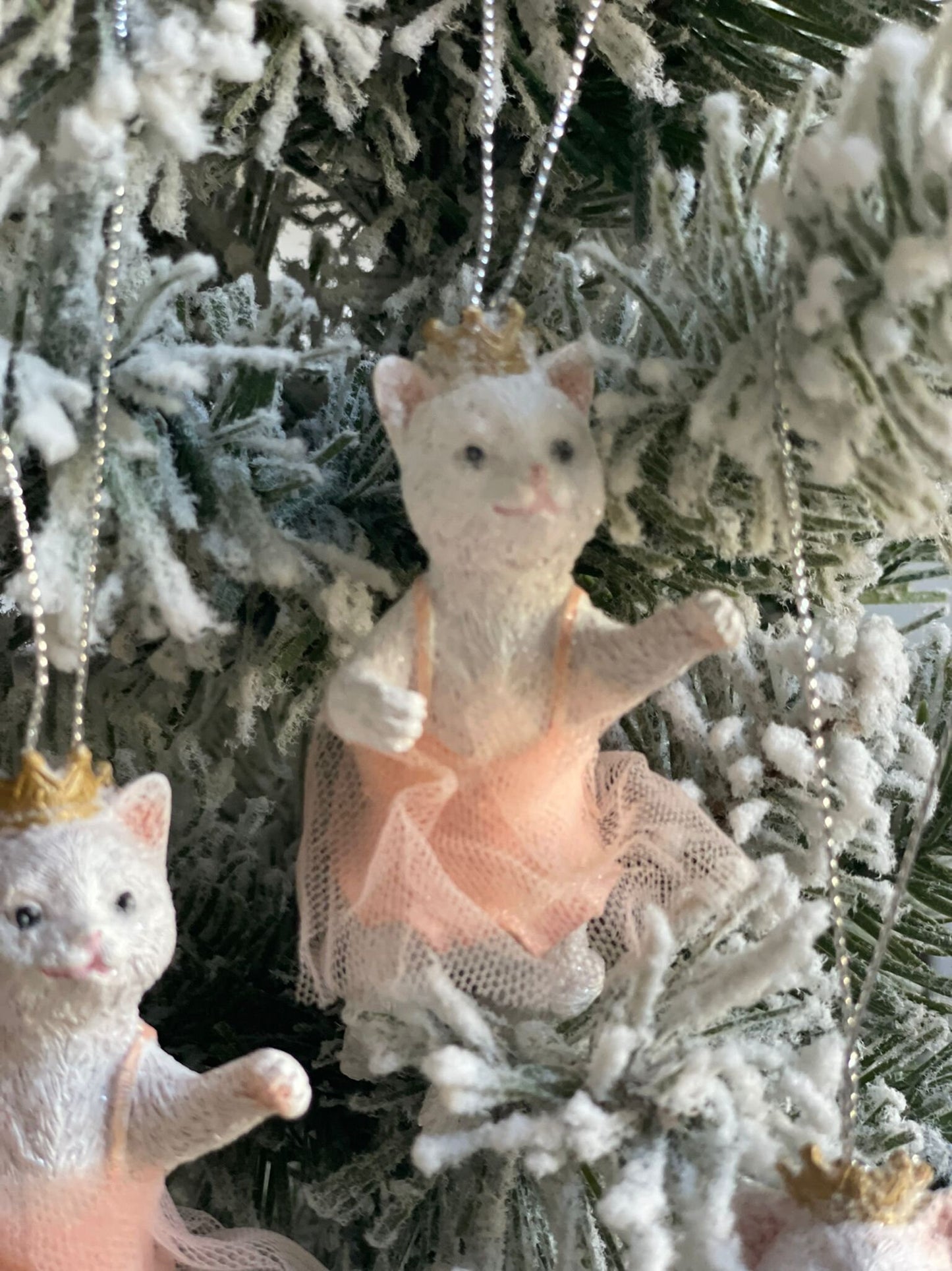 3.5” resin ballerina cat with tutu ornament. Set of 3.*