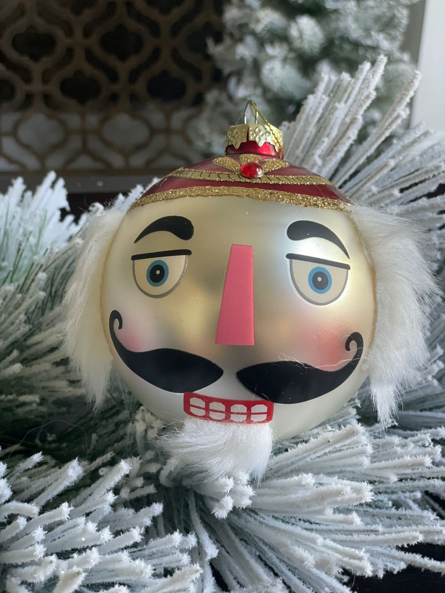 4" Glass nutcracker ball ornament.*