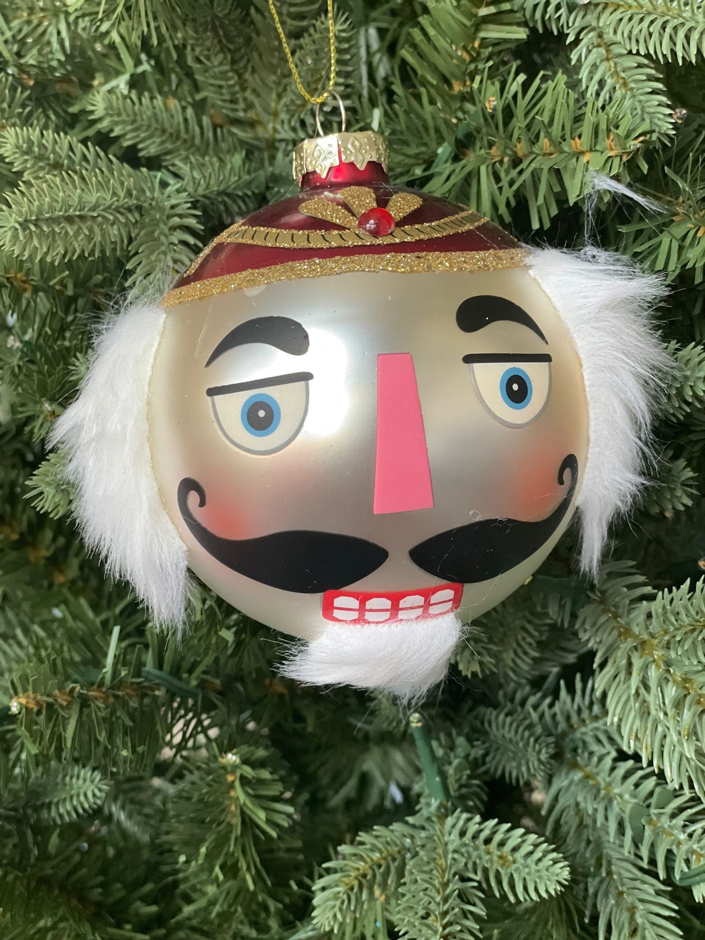 4" Glass nutcracker ball ornament.*