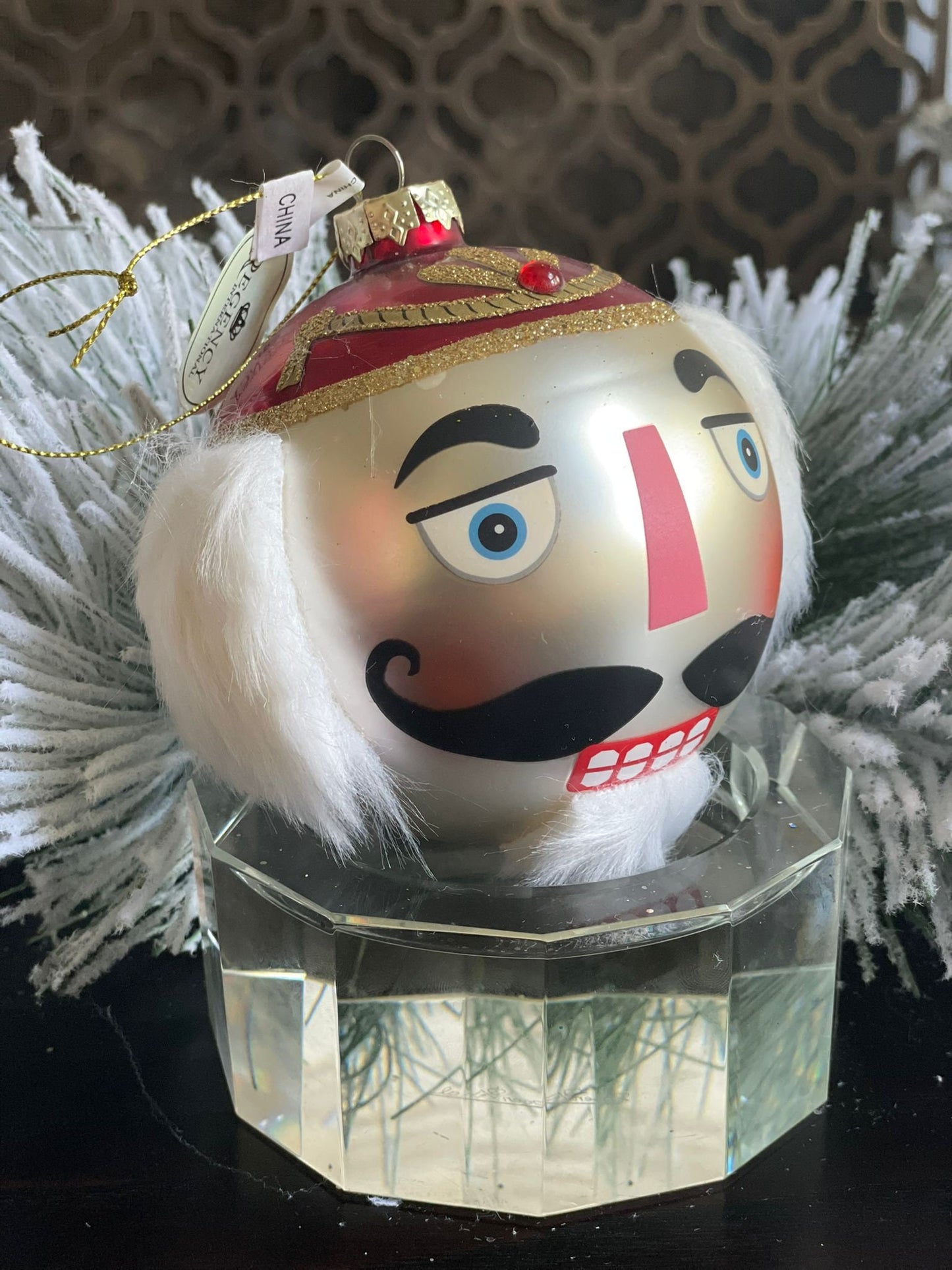 4" Glass nutcracker ball ornament.*