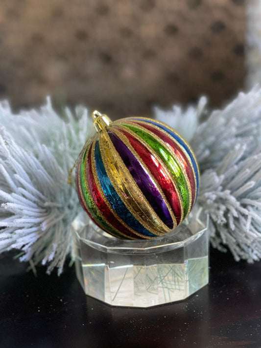 SET of 4. 100mm vp stripe mercury ball ornament box.*
