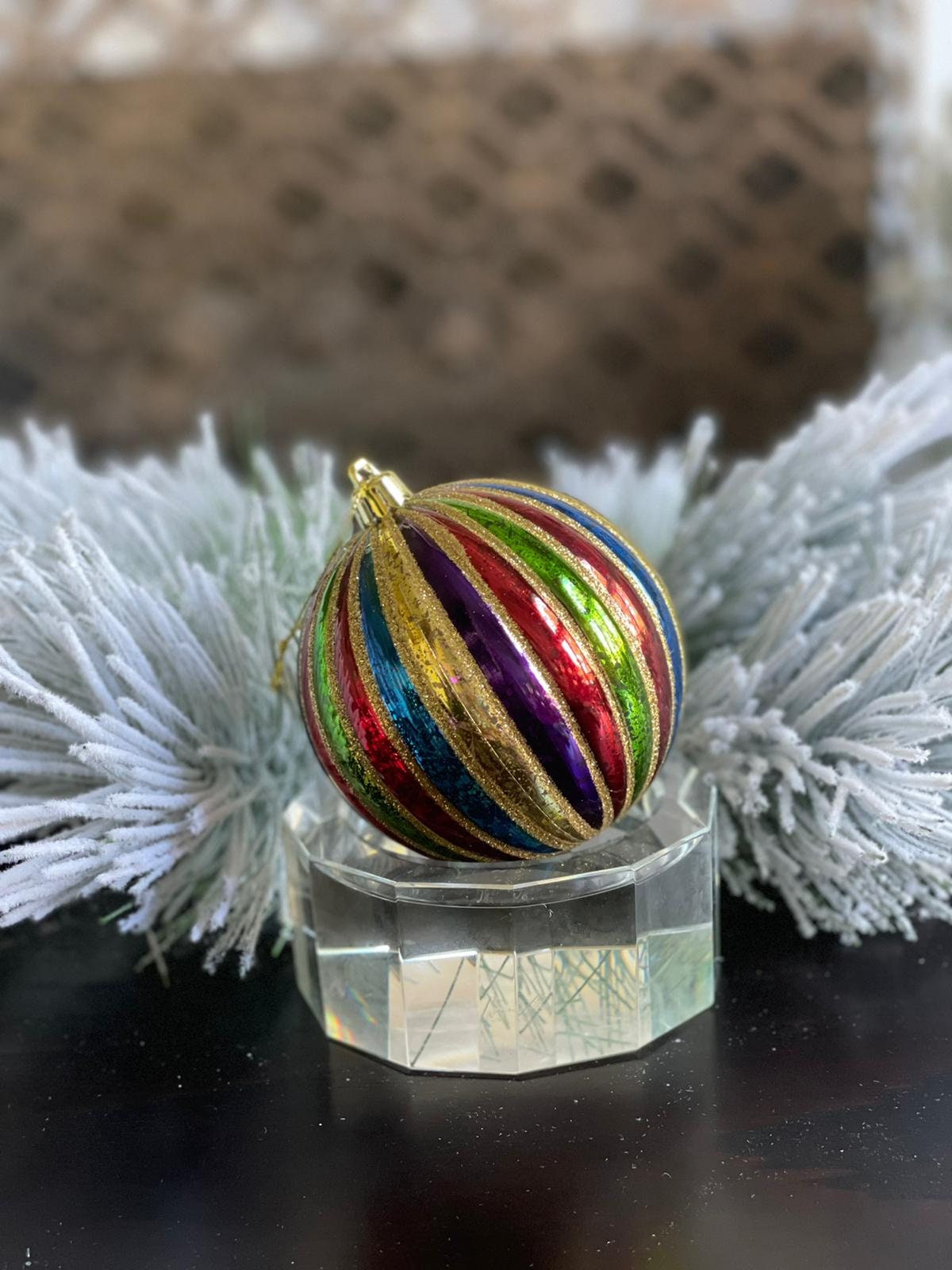 SET of 4. 100mm vp stripe mercury ball ornament box.*